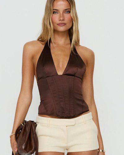 Brown Plunge Corset Top