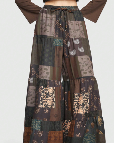 Dark Patchwork Palazzo Pants