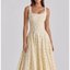 Pale Yellow Floral Midi Dress