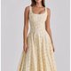 Pale Yellow Floral Midi Dress