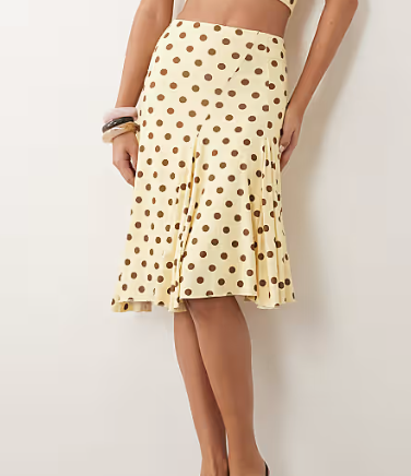 Brown Polka Dot Midi Skirt