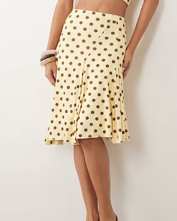Brown Polka Dot Midi Skirt