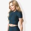 Teal Short-Sleeve Zip Top