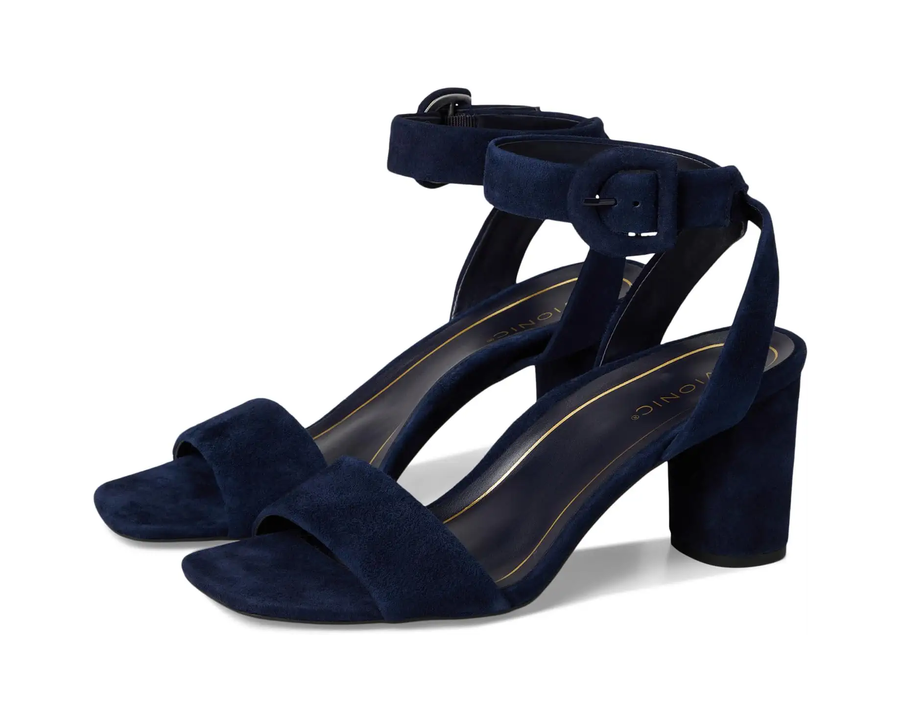 Navy Block-Heel Sandals