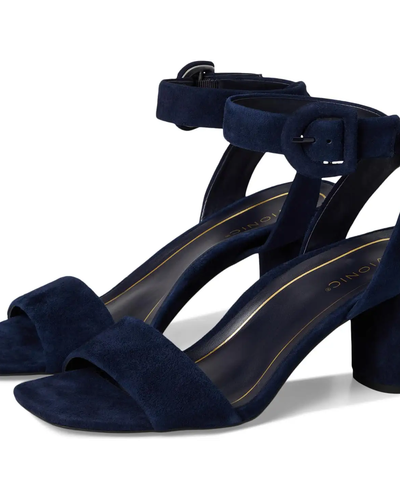 Navy Block-Heel Sandals