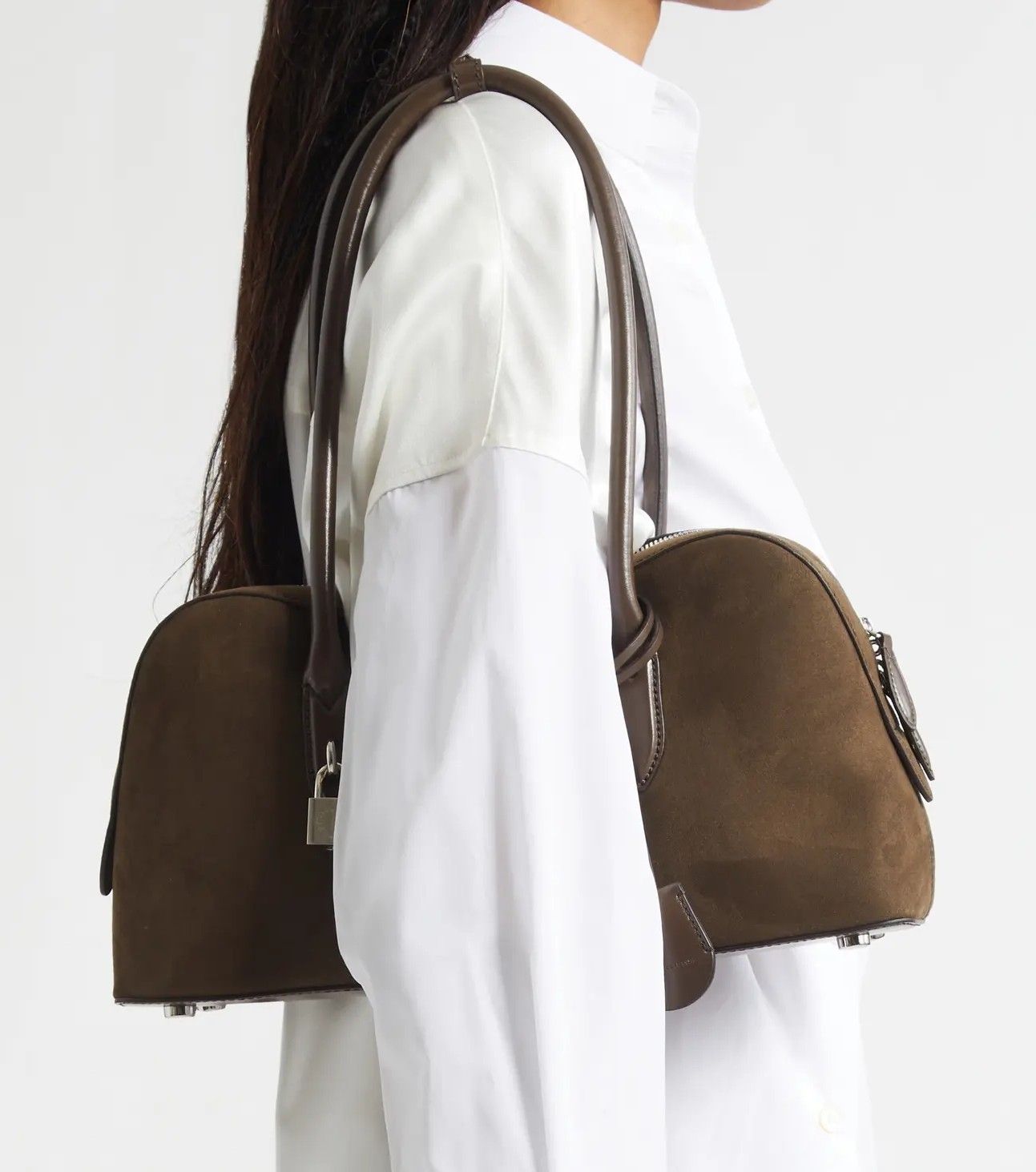 Brown Suede Bowler Bag