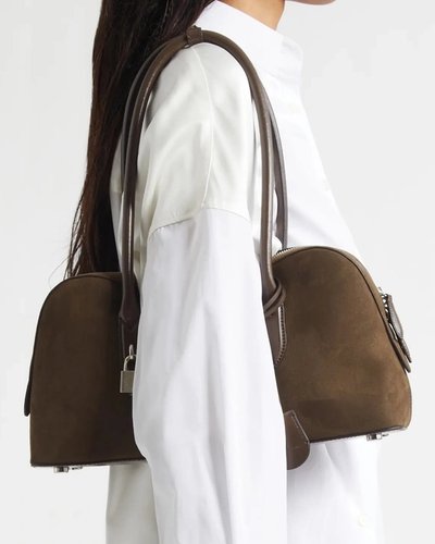 Brown Suede Bowler Bag