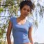 Blue Scoop-Neck Crop Tee
