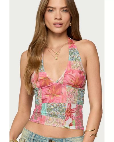 Pink Patchwork Halter Top