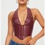 Burgundy Lace-Up Corset Top