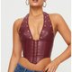 Burgundy Lace-Up Corset Top