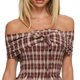 Brown Plaid Off-Shoulder Top