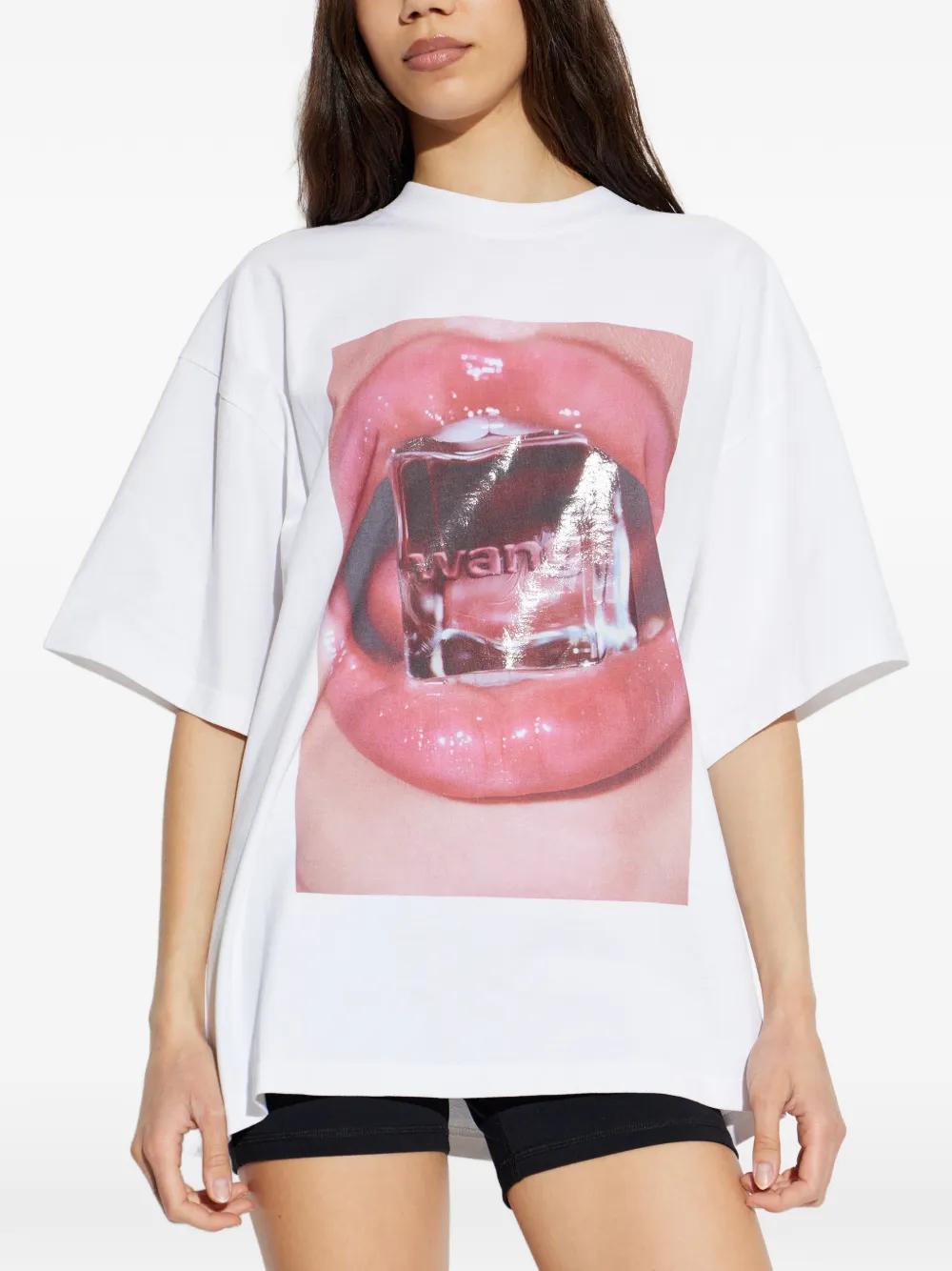 White and Pink Lip Graphic T-Shirt