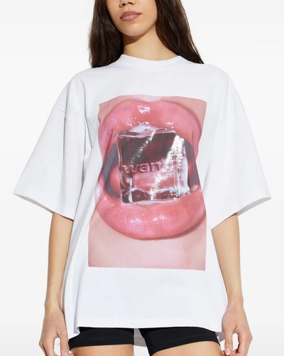 White and Pink Lip Graphic T-Shirt