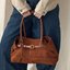 Brown Suede Belted Tote