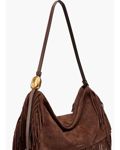 Brown Suede Fringe Shoulder Bag