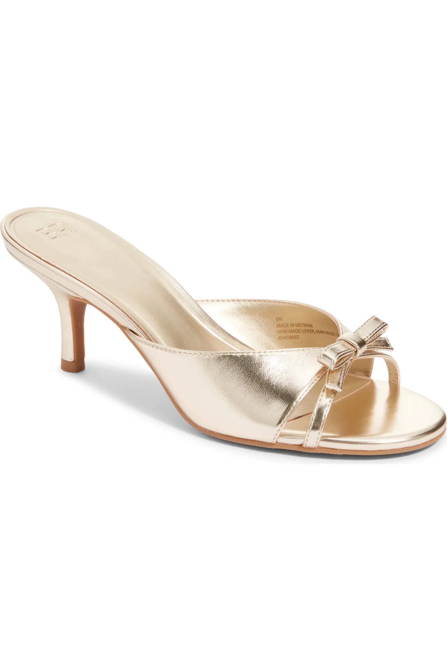 Gold Bow Heeled Mules