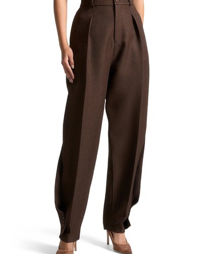 Brown Pleated Tapered Trousers