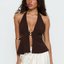Brown Halter Waistcoat Top