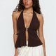 Braunes Neckholder-Westen-Top