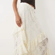White Lace Ruffle Midi Skirt