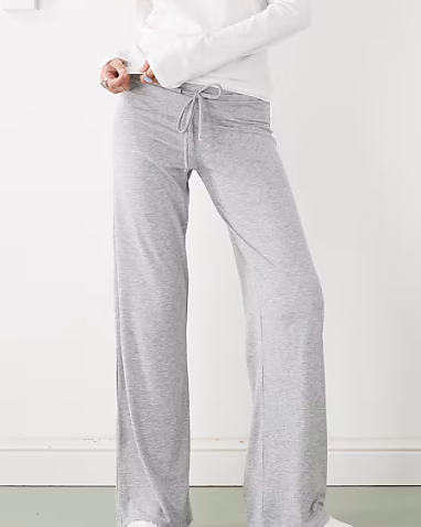 Grey Drawstring Wide-Leg Pants