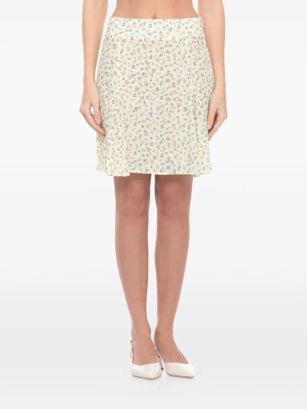 White Floral Mini Skirt