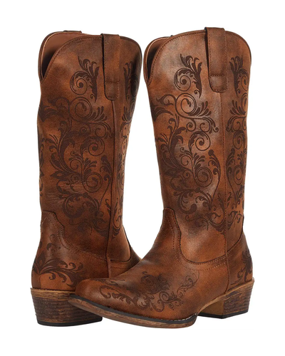 Brown Embroidered Cowboy Boots