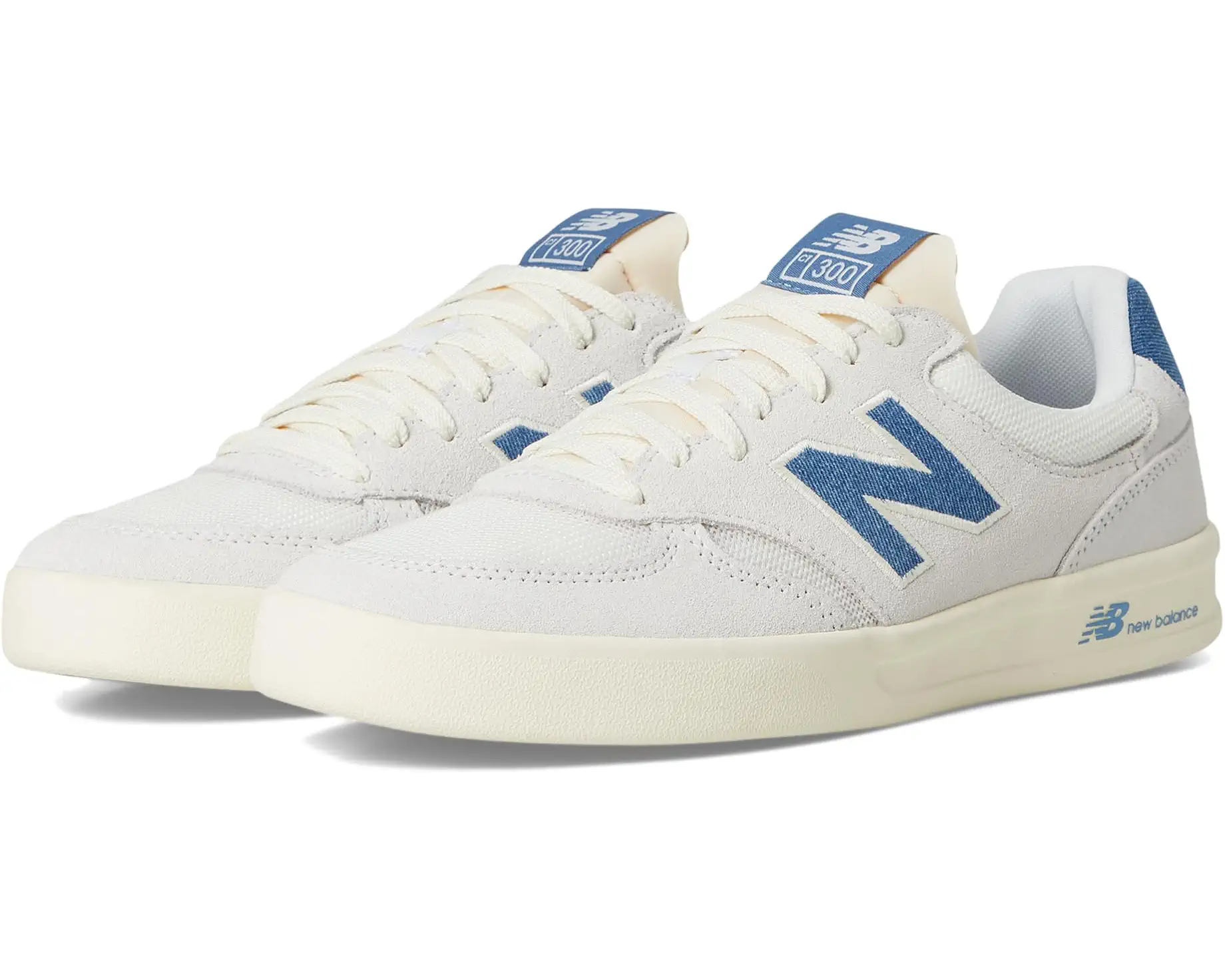 White and Blue Low-Top Sneakers