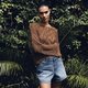 Brown Open Crochet Knit Sweater