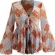 Patchwork Tie-Front Blouse