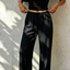Black Satin Wide-Leg Pants