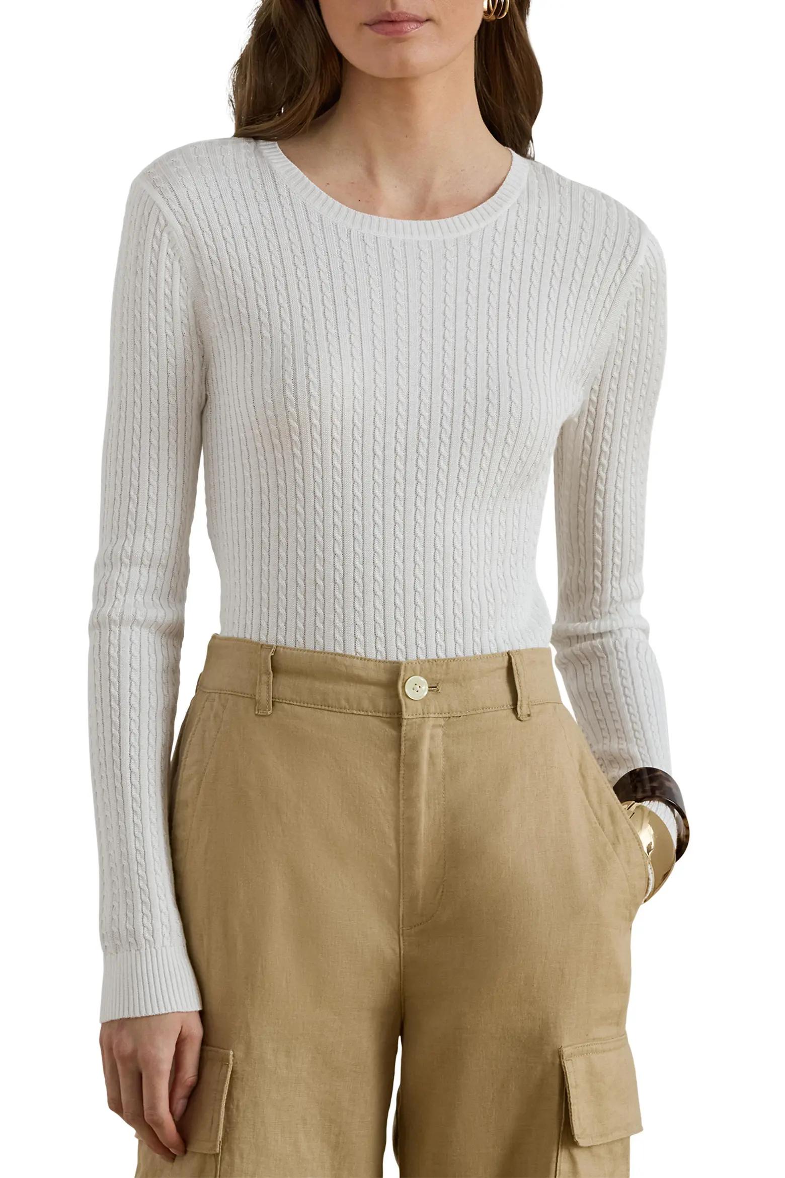Ivory Ribbed Knit Sweater