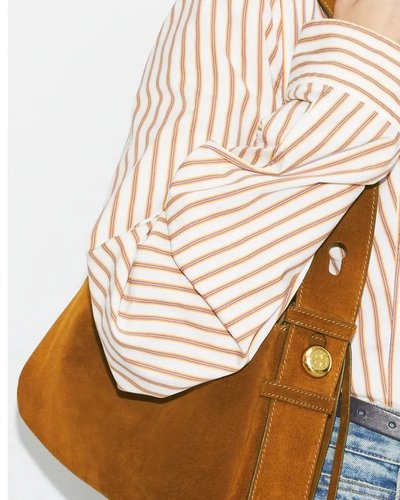 Cognac Suede Shoulder Bag