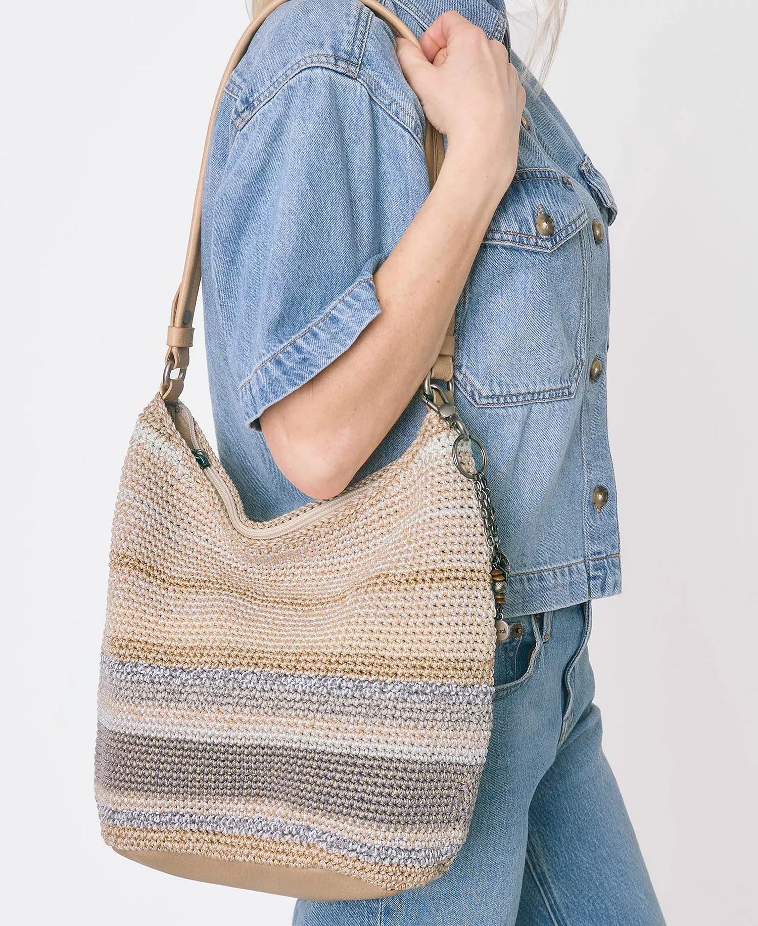 Striped Crochet Shoulder Bag