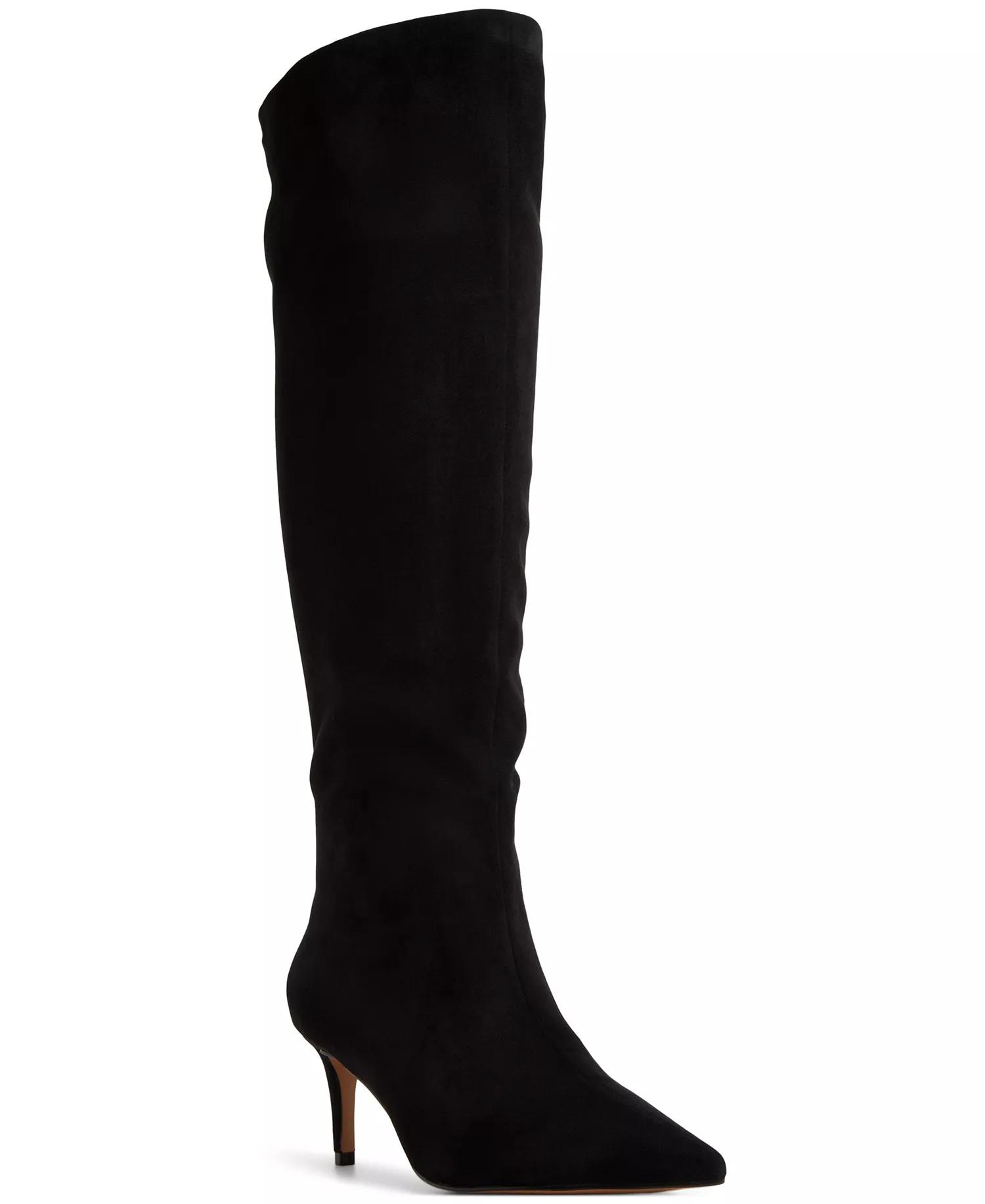 Black Suede Knee-High Boots
