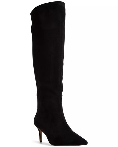 Black Suede Knee-High Boots