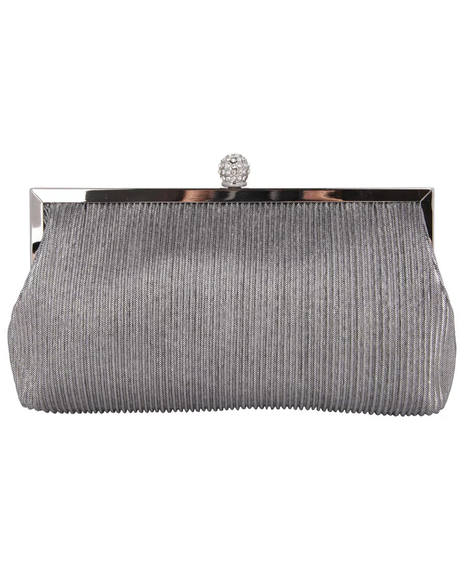 Silver Pleated Frame Clutch