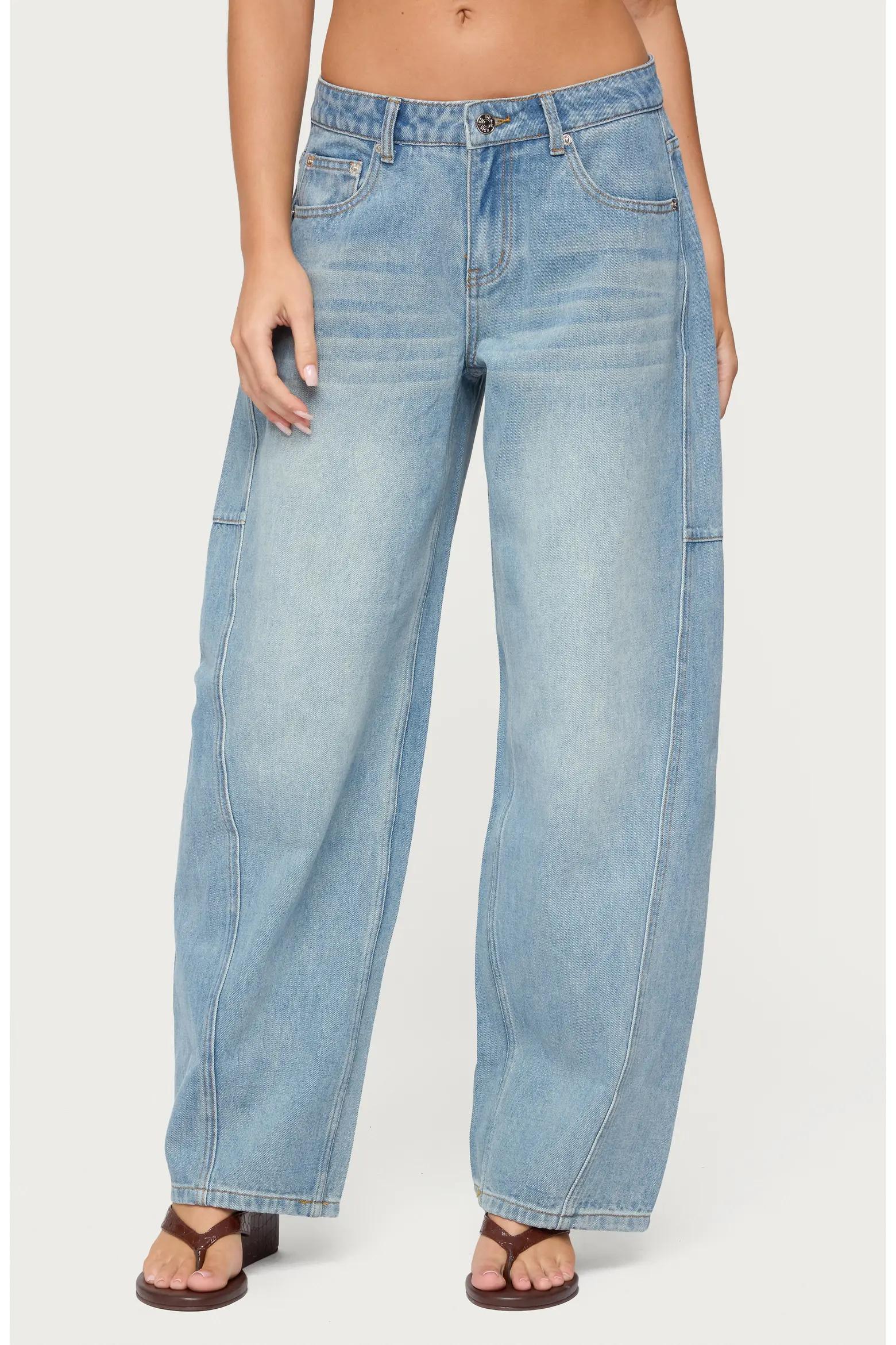 Light-Wash Wide-Leg Jeans