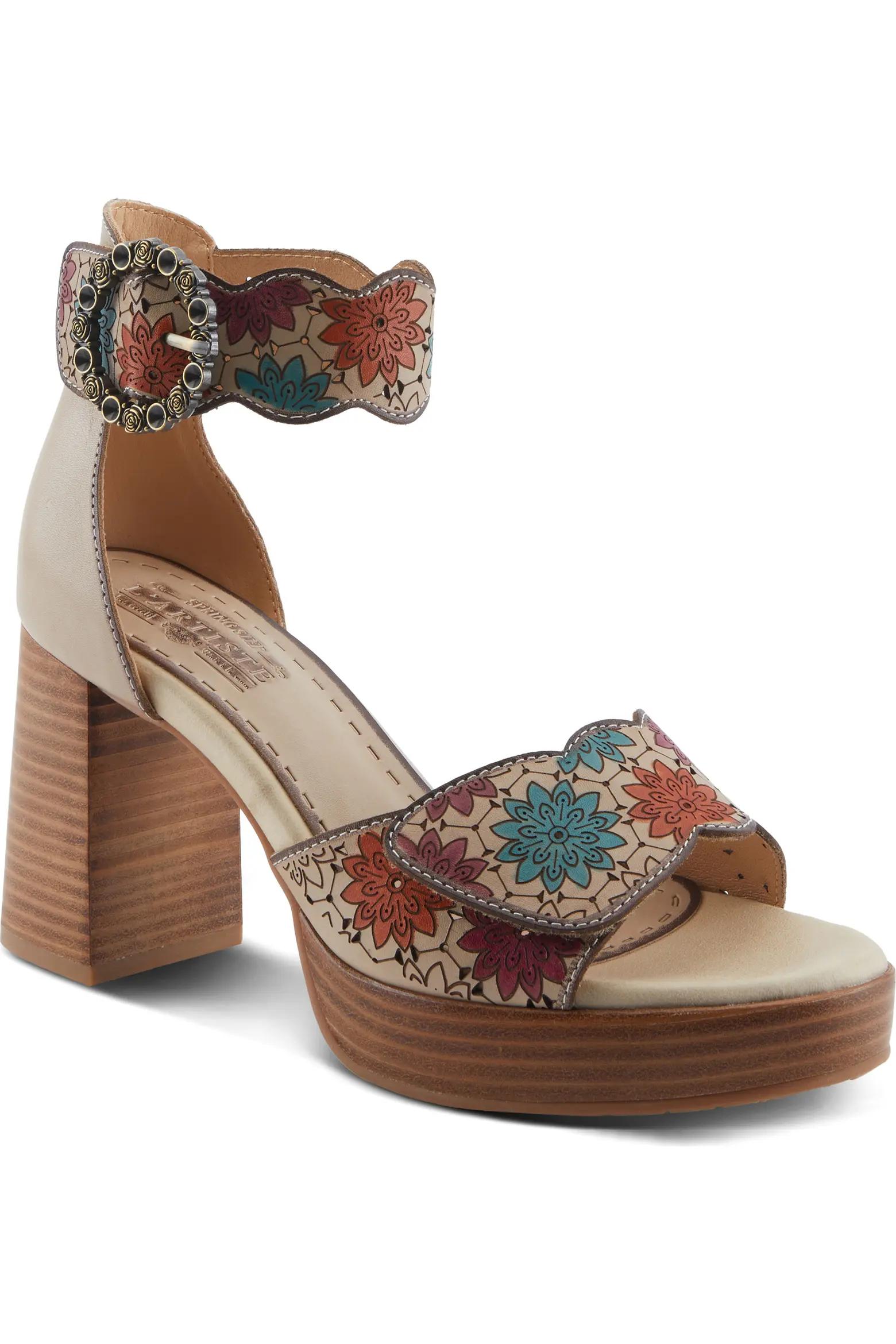 Floral Tooled Platform Sandals