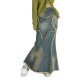 Frayed Denim Maxi Skirt