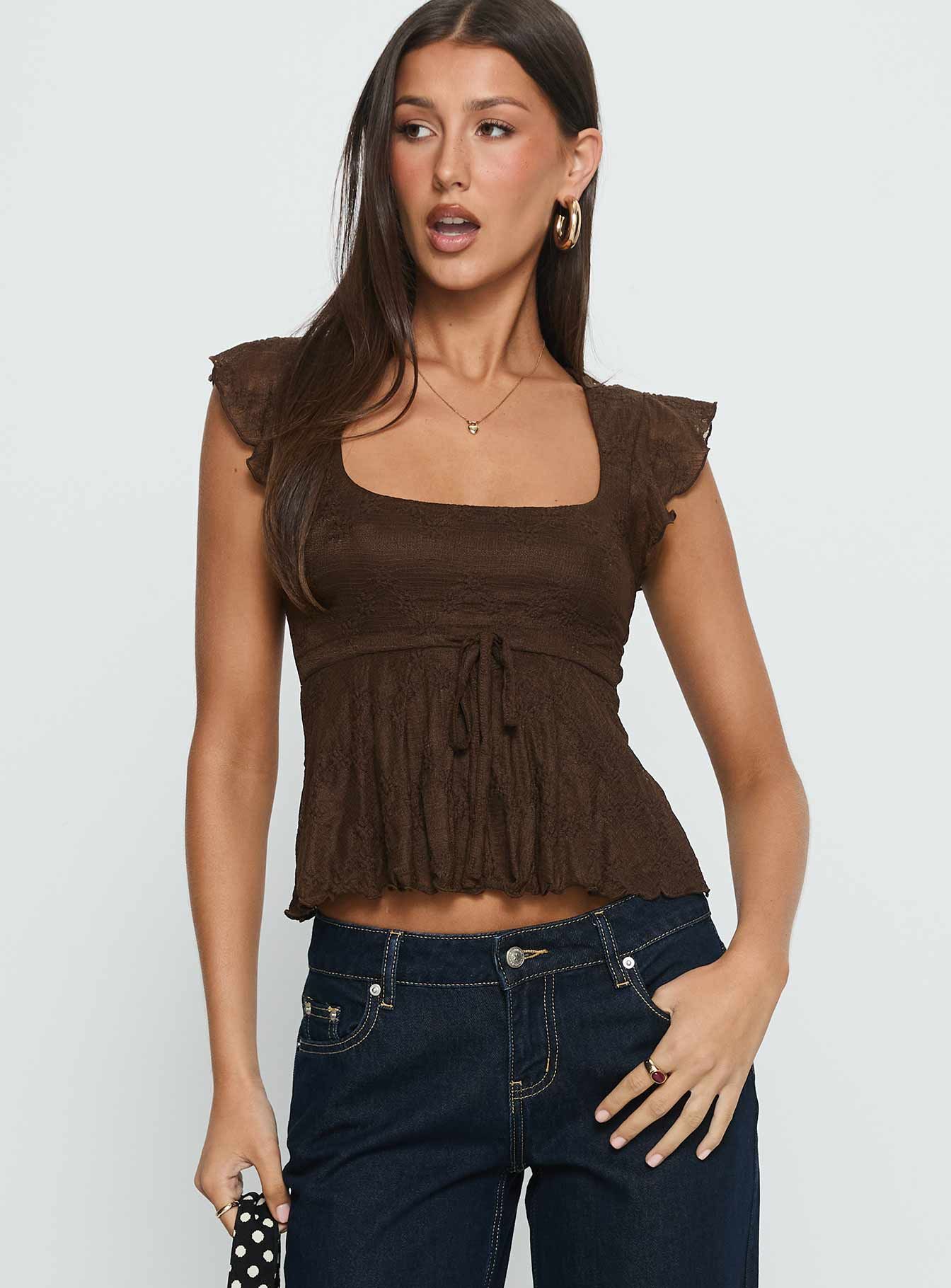 Brown Babydoll Top