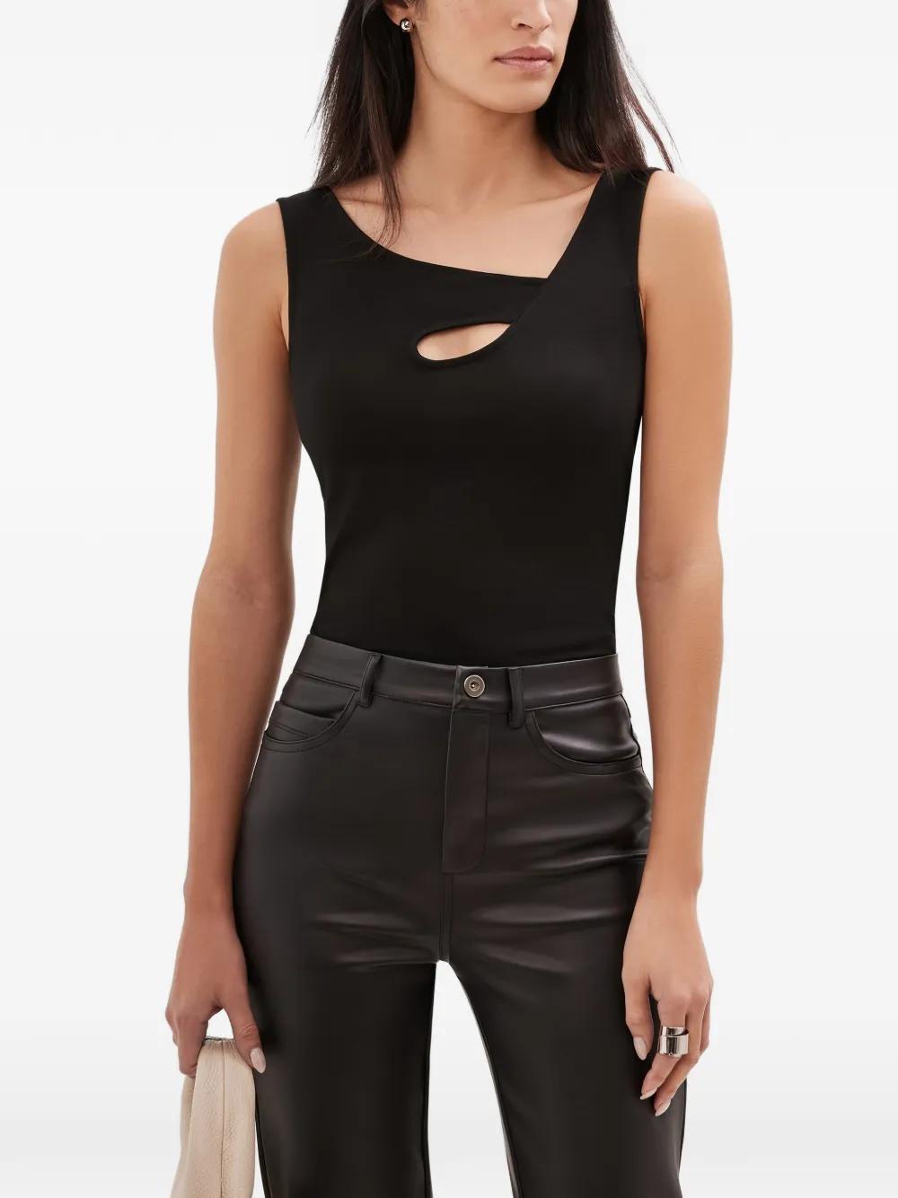 Black Asymmetric Cutout Tank
