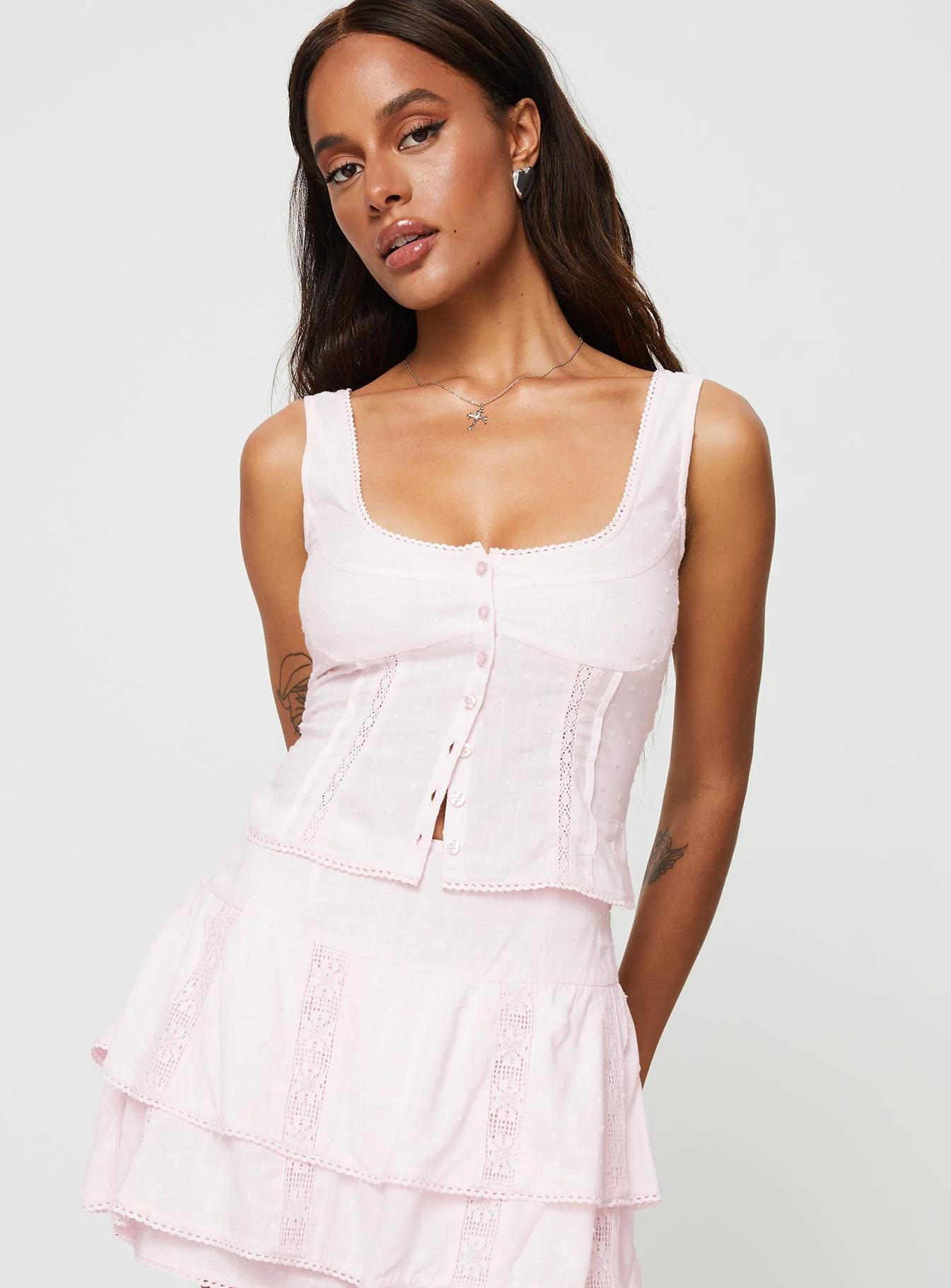 Pink Tiered Ruffle Mini Skirt