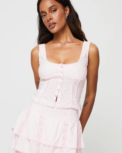 Pink Tiered Ruffle Mini Skirt