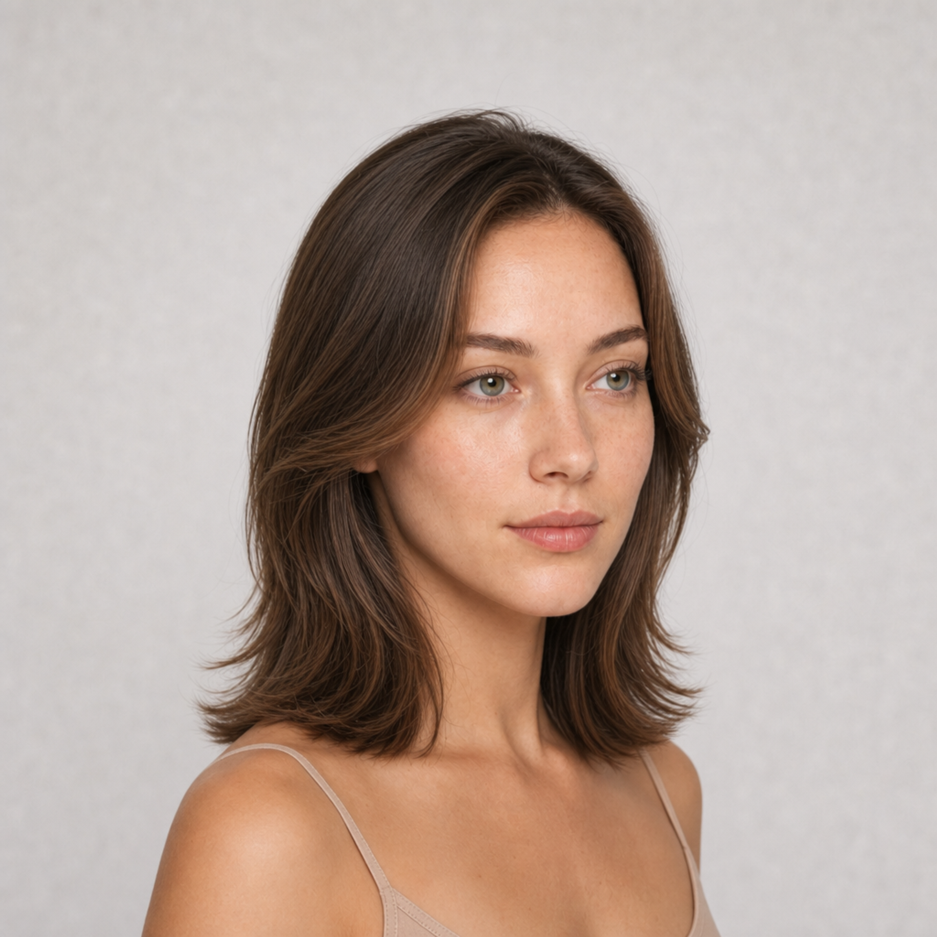 Layered Lob with Curtain Bangs