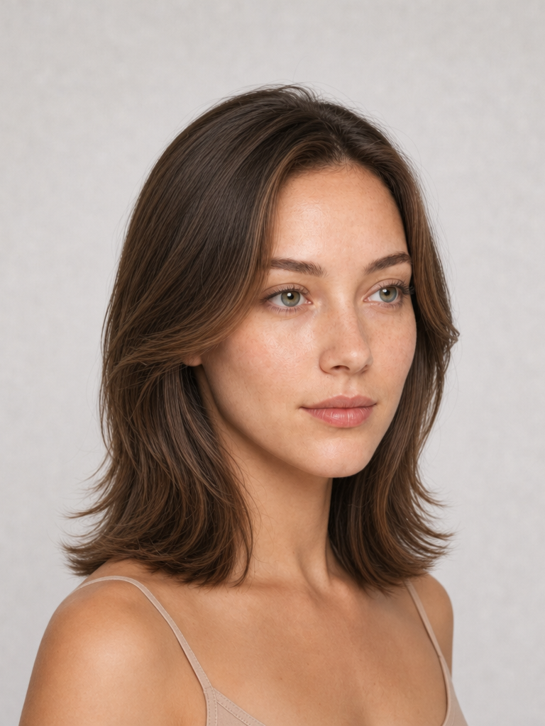 Gestufter Long Bob mit Curtain Bangs