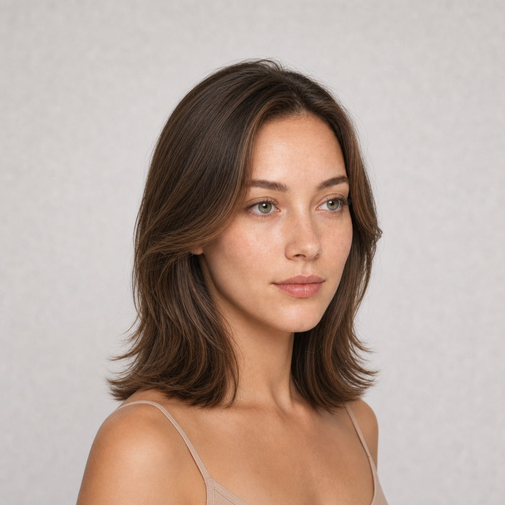 Layered Lob with Curtain Bangs