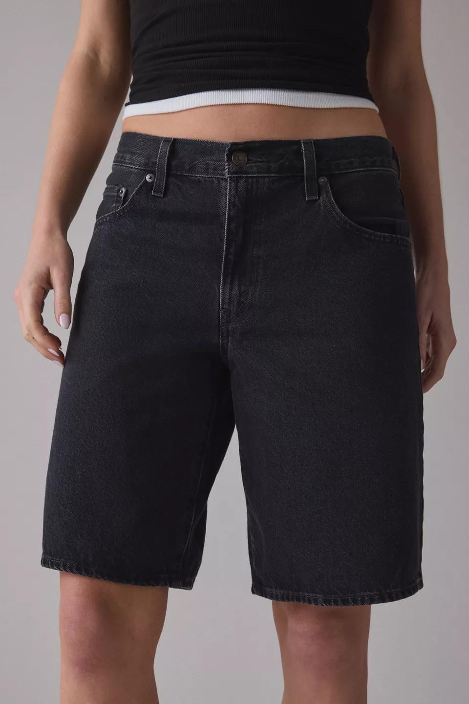Washed Black Denim Bermuda Shorts