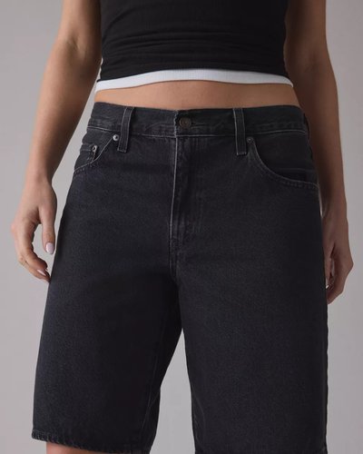 Washed Black Denim Bermuda Shorts